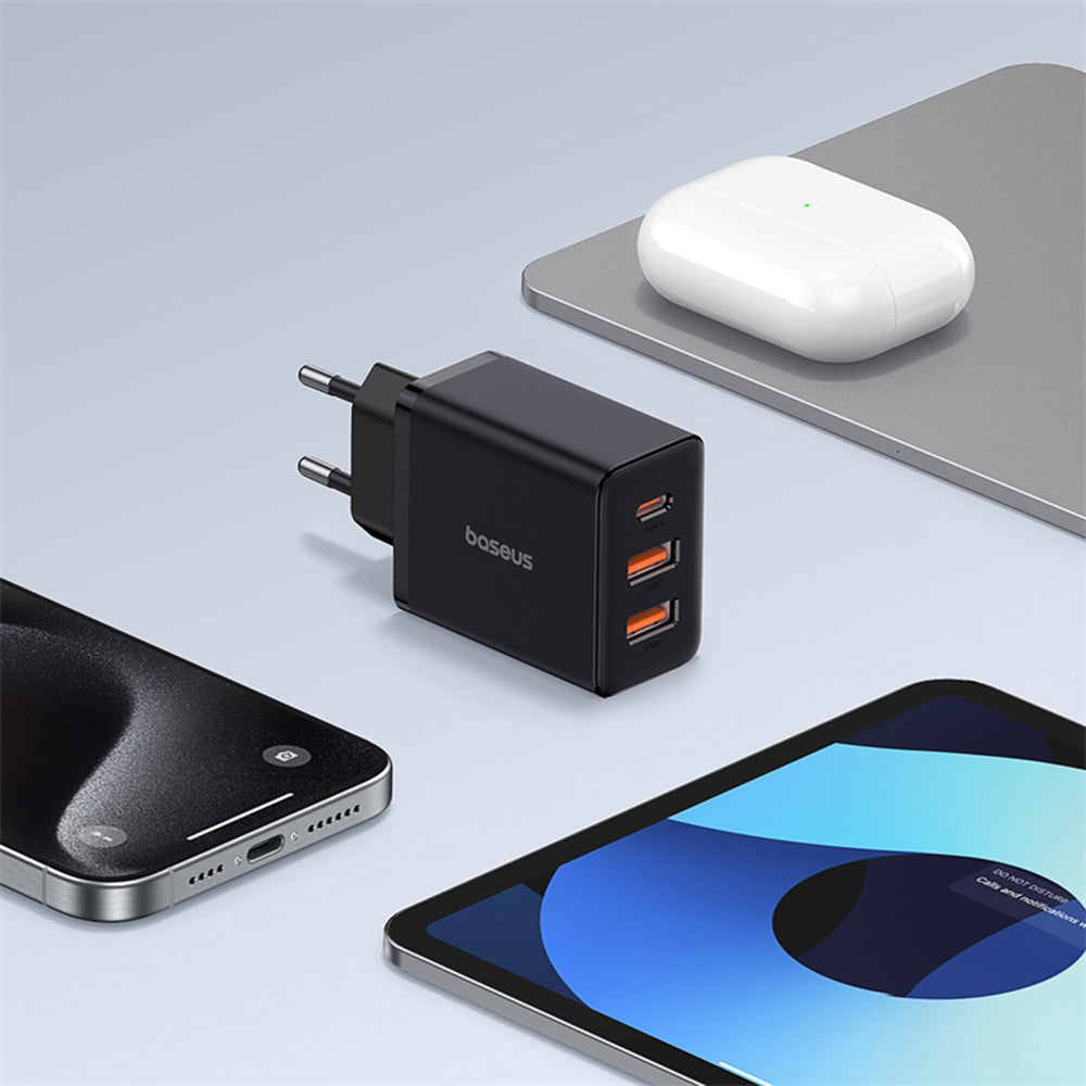 Incarcator Baseus (P10111402113-00), GaN, 2x USB, Type-C, Fast Charging, 30W, Cluster Black