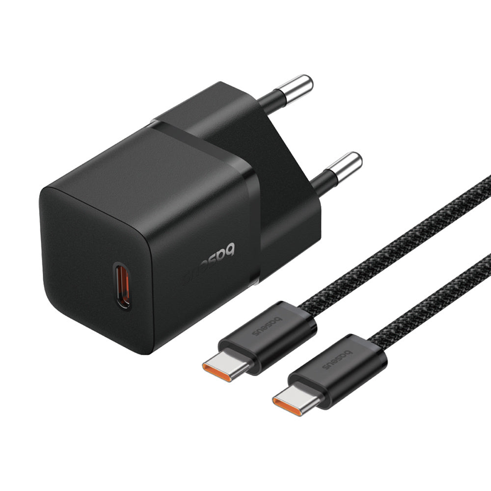 Incarcator Baseus (P10110900113-00), Type-C Cable Included, GaN, Type-C, 20W, 1m, Cluster Black