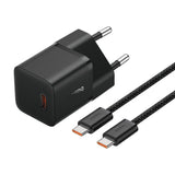 Incarcator Baseus (P10110900113-00), Type-C Cable Included, GaN, Type-C, 20W, 1m, Cluster Black