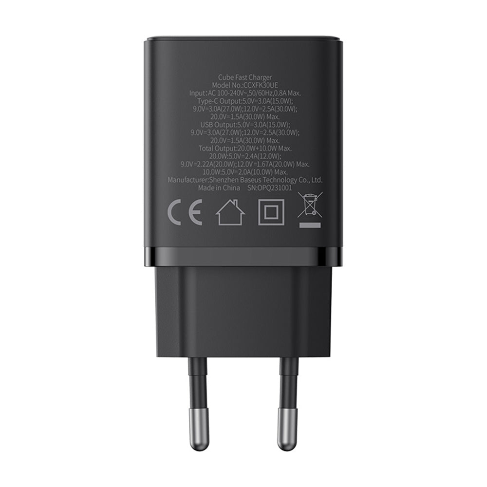 Incarcator Baseus (P10111404113-00), USB, Type-C, Fast Charge 30W, Cluster Black