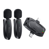 Casti Yesido (set de 2) Wireless Lavalier Microphones (KR15), 3 in 1 Receiver, TC, Lighting, 3.5mm Jack, 2.4GHz, Negru