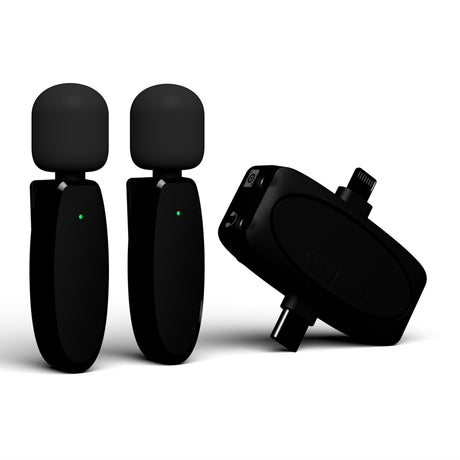 Casti Yesido (set de 2) Wireless Lavalier Microphones (KR15), 3 in 1 Receiver, TC, Lighting, 3.5mm Jack, 2.4GHz, Negru