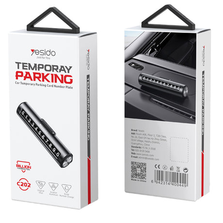 Gadget Yesido Parking Number (C202), for Dashboard, Small Size, Number Hiding, Weather-Resistant, Removable Adhesive, Negru