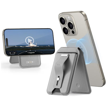 Suport ESR HaloLock Findmy Wallet, Artificial Leather Wallet Stand, Titanium Natural