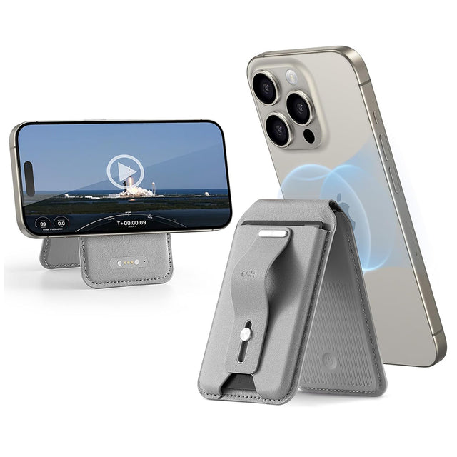 Suport ESR HaloLock Findmy Wallet, Artificial Leather Wallet Stand, Titanium Natural
