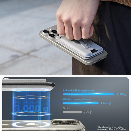 Suport ESR HaloLock Findmy Wallet, Artificial Leather Wallet Stand, Titanium Natural