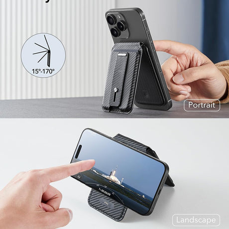 Suport ESR HaloLock Findmy Wallet, Artificial Leather Wallet Stand, Carbon Fiber