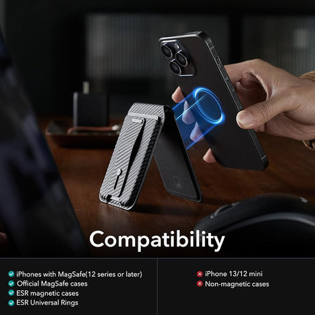 Suport ESR HaloLock Findmy Wallet, Artificial Leather Wallet Stand, Carbon Fiber