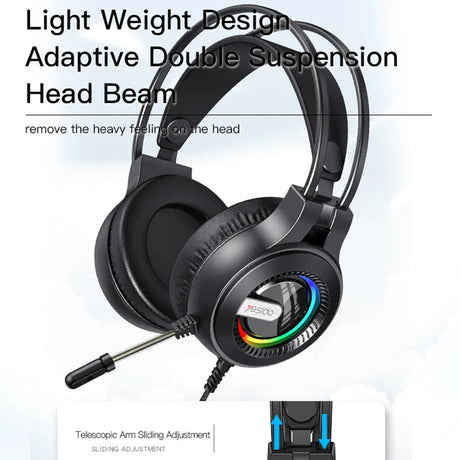 Căști Yesido Wired EK02 negre pentru gaming