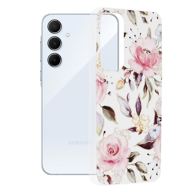 Husa de protectie Techsuit Marble Series compatibil cu Samsung Galaxy A55 5G, Alb