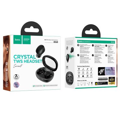 Casti Wireless HOCO TWS EQ3, Bluetooth 5.3 - Black - NotebookGsm