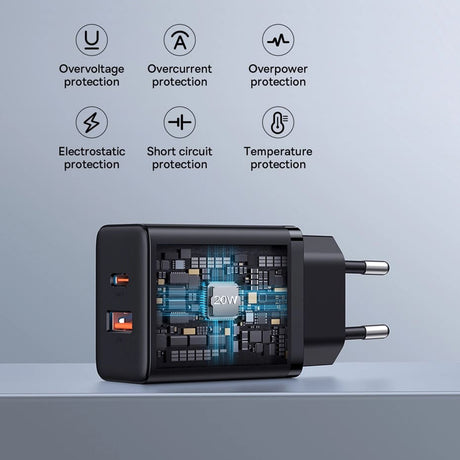 Incarcator Baseus (P10111403113-00), USB, Type-C, Fast Charge 20W, Cluster Black