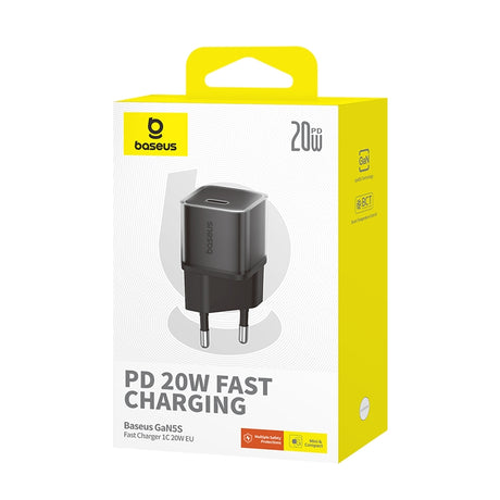 Incarcator Baseus (P10162503113-00), GaN5S, Type-C, 20W, Negru