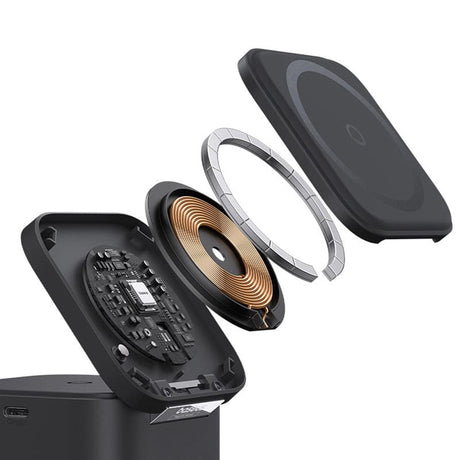 Incarcator Baseus Charging Station (P10264100123-00), Cube Shape, MagSafe, Qi, Type-C, 25W, Negru