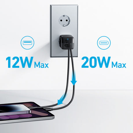 Incarcator Anker 323 (A2331G11), Type-C, USB, Fast Charging, 33W, Negru