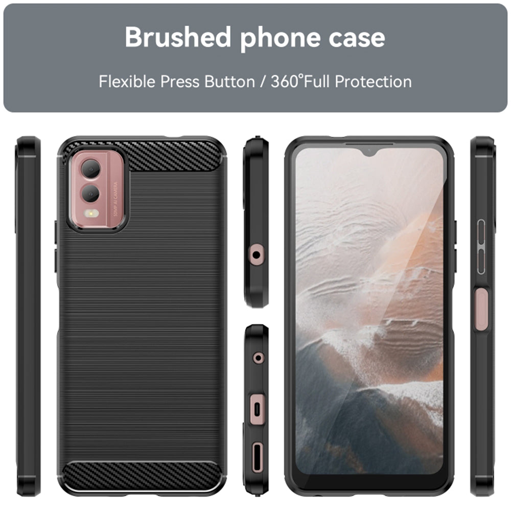 Husa de protectie Techsuit Carbon Silicone compatibil cu Nokia C32, Negru