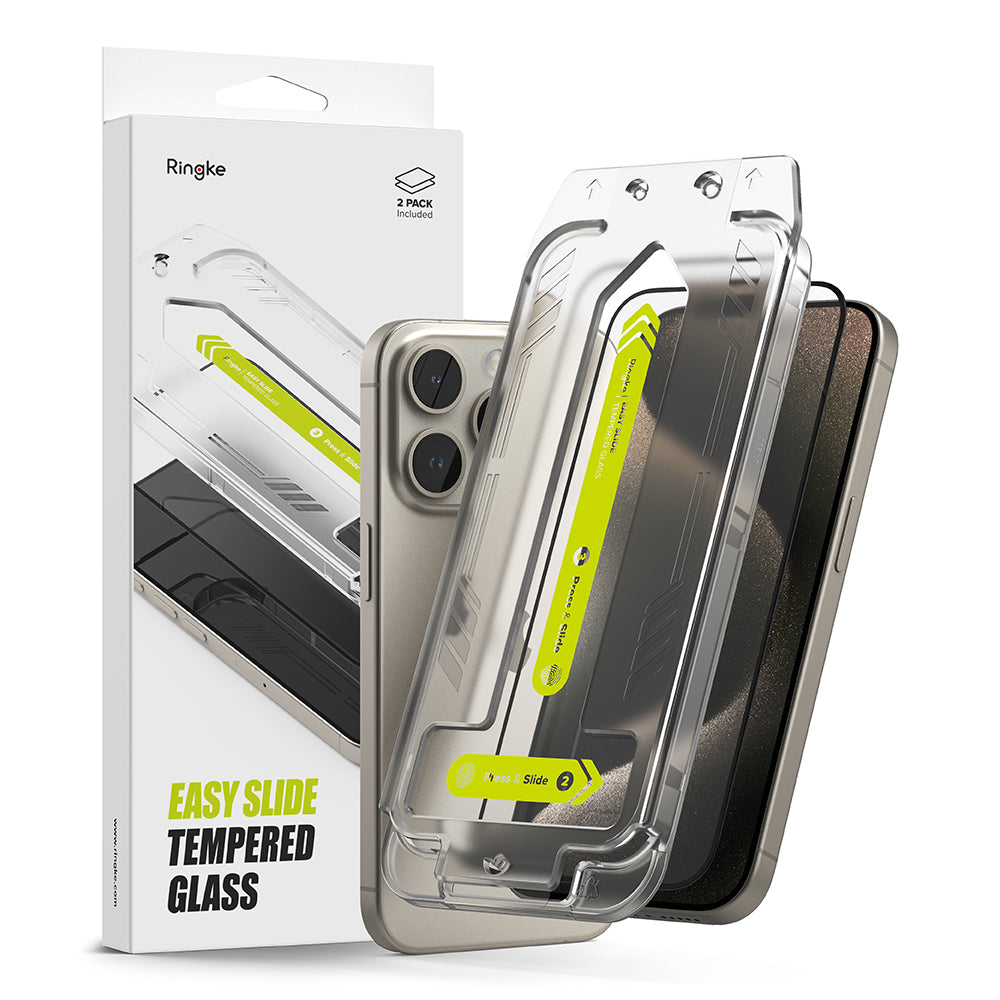 Folie de protectie Ringke Easy Slide Tempered Glass (set de 2) compatibil cu iPhone 15 Pro, Transparent