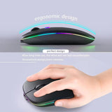 Tastatura/Mouse Techsuit Wireless Mouse GameFlow (M1), for Gaming, LED RGB, Silent, Bluetooth 5.2, 2.4G, 1600 DPI with USB-C Charging Cable, Negru