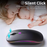 Tastatura/Mouse Techsuit Wireless Mouse GameFlow (M1), for Gaming, LED RGB, Silent, Bluetooth 5.2, 2.4G, 1600 DPI with USB-C Charging Cable, Negru