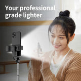 Suport Techsuit Mini Selfie Stick (S03-S), Stable & Compact Tripod Mount, Bluetooth Remote Control, LED Light, 67cm, Negru