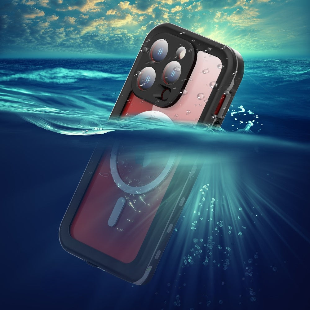 Husa de protectie ShellBox Waterproof IP68 MagSafe compatibil cu iPhone 15 Pro, Negru
