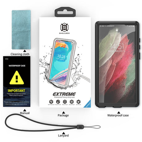 Husa de protectie ShellBox Waterproof IP68 compatibil cu Samsung Galaxy S23 Ultra, Negru