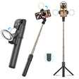 Suport Techsuit Selfie Stick (K13), Compact Tripod Mount with Bluetooth Remote Control, LED Beauty Light, Foldable, 84cm, Negru