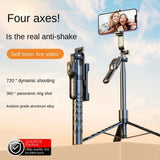 Suport Techsuit Selfie Stick (K28), Compact Tripod Mount with Bluetooth Remote Control, 360, Foldable, 175cm, Negru