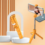 Suport Techsuit Mini Selfie Stick (KT01), Compact Tripod Mount with Detachable Remote Control, 70cm, Portocaliu