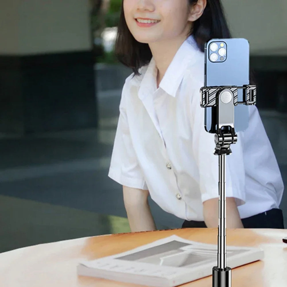 Suport Techsuit Mini Selfie Stick (K03), Compact Tripod Mount with Bluetooth Remote Control, Foldable, 70cm, Negru