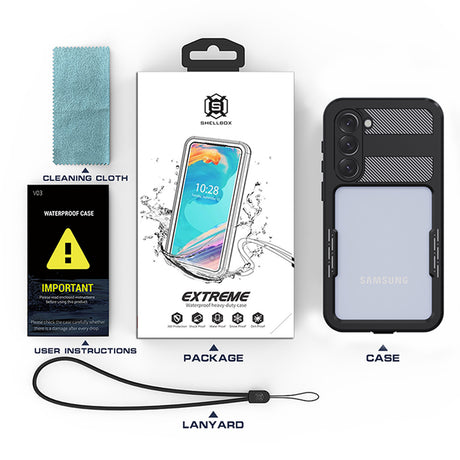 Husa de protectie ShellBox Waterproof IP68 compatibil cu Samsung Galaxy S23 Plus, Negru