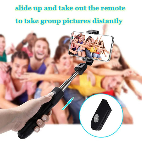 Suport Techsuit Selfie Stick (K06), Stable Tripod with Bluetooth Remote Control, Foldable, 360 Rotation, 70cm, Negru