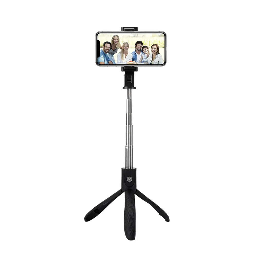 Suport Techsuit Selfie Stick (K06), Stable Tripod with Bluetooth Remote Control, Foldable, 360 Rotation, 70cm, Negru