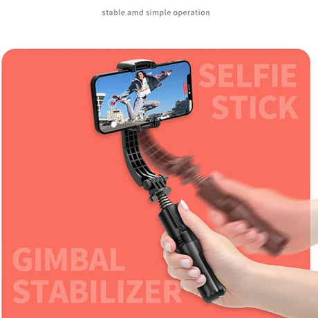 Suport Techsuit Mini Selfie Stick (L08Mini), Stable Gimbal/Tripod with Removable Wireless Remote, 360 Rotation Head, 70cm, Negru