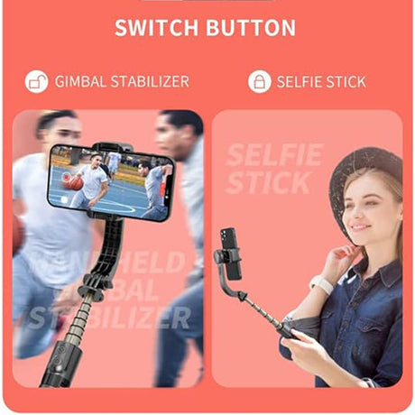 Suport Techsuit Mini Selfie Stick (L08Mini), Stable Gimbal/Tripod with Removable Wireless Remote, 360 Rotation Head, 70cm, Negru