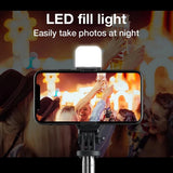 Suport Techsuit Selfie Stick (L02s), Stable Tripod with Bluetooth Remote Control and Fill Light, Stainless Steel, 104cm, Negru