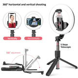 Suport Techsuit Selfie Stick (L07), Stable Tripod with Bluetooth Remote Control and Beauty Ring Light, 90cm, Negru