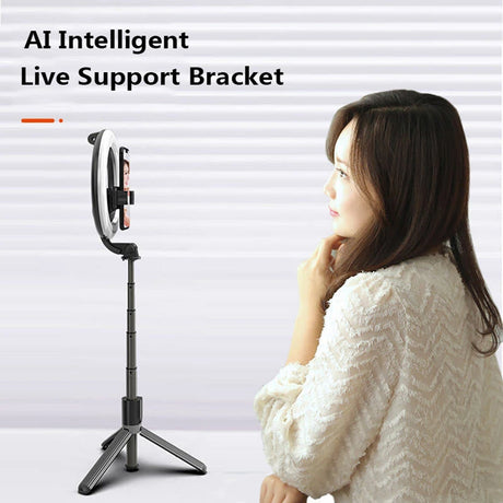 Suport Techsuit Selfie Stick (L07), Stable Tripod with Bluetooth Remote Control and Beauty Ring Light, 90cm, Negru
