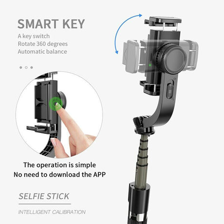 Suport Techsuit Selfie Stick (L08), Stable Gimbal/Tripod with Bluetooth Remote Control, 360 Rotation, 86cm, Negru