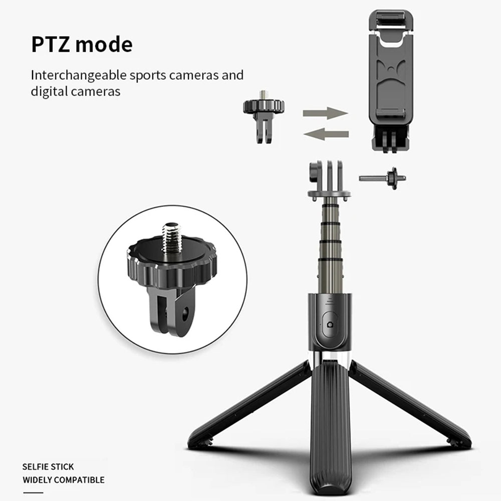 Suport Techsuit Selfie Stick (L03), Stable Tripod with Bluetooth Remote Control, Aluminium Alloy, 83cm, Negru