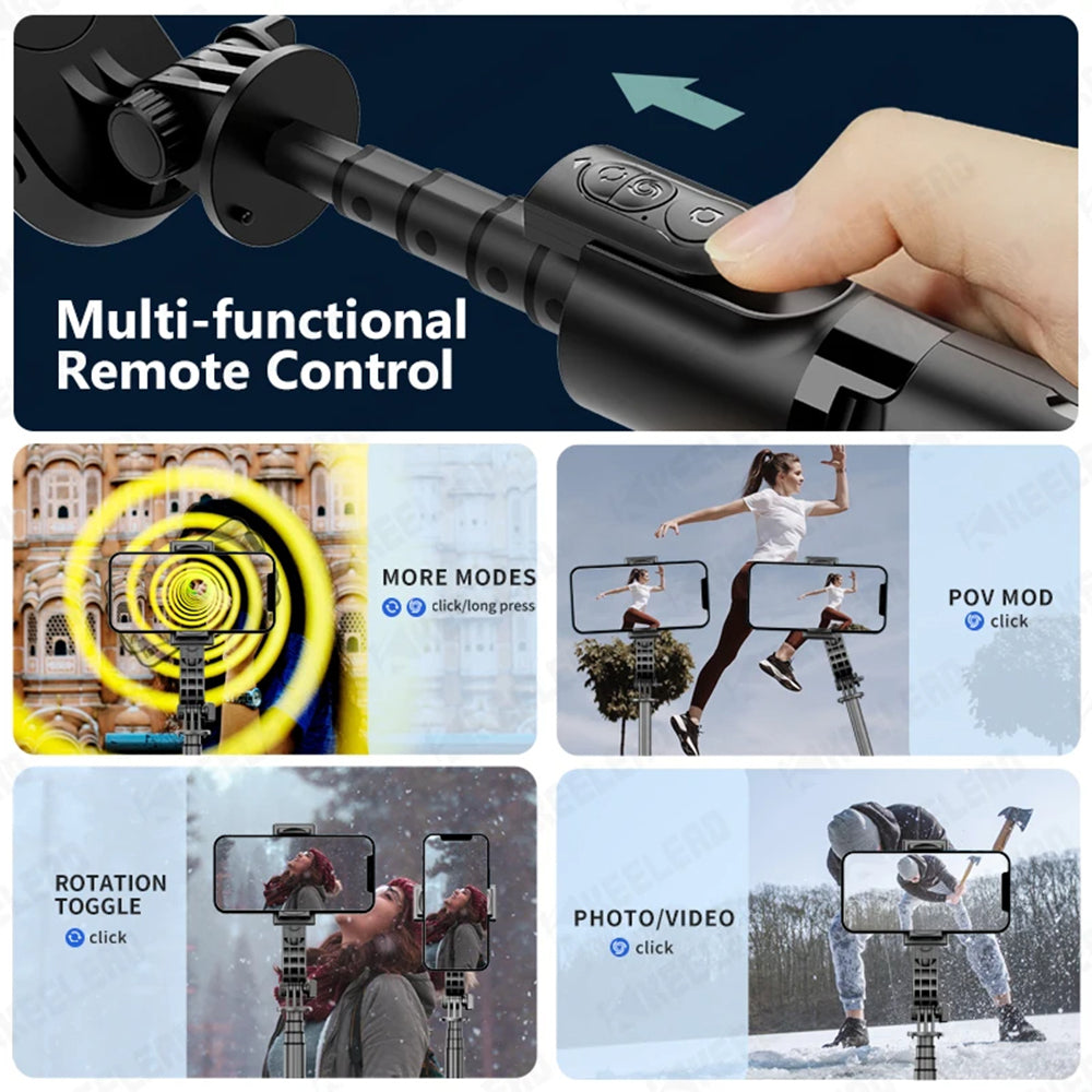 Suport Techsuit Selfie Stick (L18sMini), Stable Gimbal/Tripod with Bluetooth Remote Control, Fill Light, 360 Rotation, 70cm, Negru
