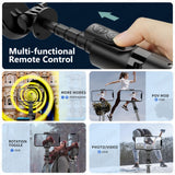 Suport Techsuit Selfie Stick (L18sMini), Stable Gimbal/Tripod with Bluetooth Remote Control, Fill Light, 360 Rotation, 70cm, Negru
