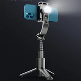 Suport Techsuit Selfie Stick (L18sMini), Stable Gimbal/Tripod with Bluetooth Remote Control, Fill Light, 360 Rotation, 70cm, Negru