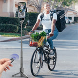 Suport Techsuit Selfie Stick (L18sMini), Stable Gimbal/Tripod with Bluetooth Remote Control, Fill Light, 360 Rotation, 70cm, Negru