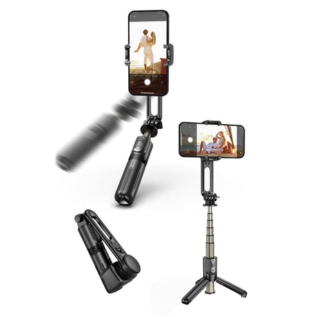 Suport Techsuit Mini Selfie Stick (L18Mini), Stable Gimbal/Tripod with Bluetooth Remote Control, 360 Rotation, 70cm, Negru