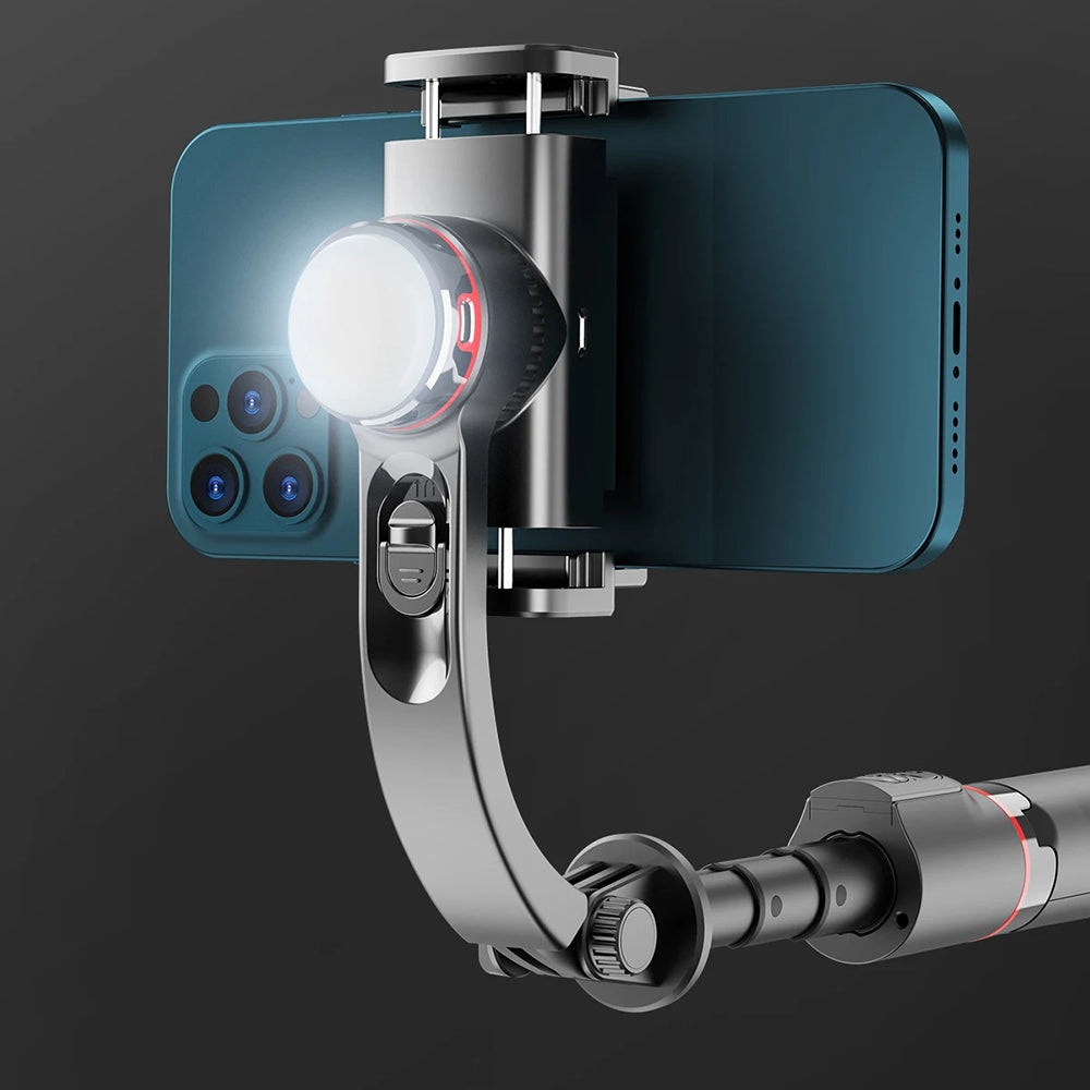 Suport Techsuit Selfie Stick (L19s), Stable Gimbal/Tripod with Bluetooth Remote Control, Fill Light, 360 Rotation, 70cm, Negru
