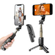 Suport Techsuit Mini Selfie Stick (Q10), Stable Gimbal/Tripod with Bluetooth Remote Control, Fill Light, 360 Rotation, 68cm, Negru