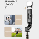 Suport Techsuit Mini Selfie Stick (Q10s), Stable Tripod with Bluetooth Remote Control, Fill Light, 360 Rotation, 70cm, Negru