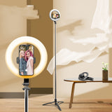 Suport Techsuit Selfie Stick (Q05s), Stable Tripod with Bluetooth Remote Control and Ring Light, Stainless Steel, 170cm, Negru