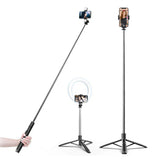 Suport Techsuit Selfie Stick (Q05), Stable Tripod with Bluetooth Remote Control, 360 Rotation, Stainless Steel, 158cm, Negru
